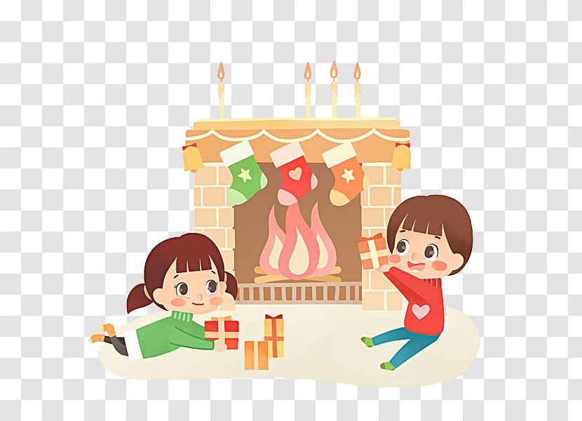 Gift Child - Play - Hand Drawn Children Receive Christmas Gifts Transparent PNG