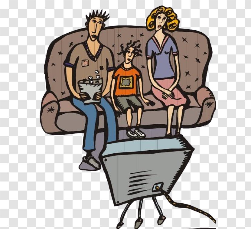 Television Cartoon Illustration - Pixel - The Family Watched TV Transparent PNG