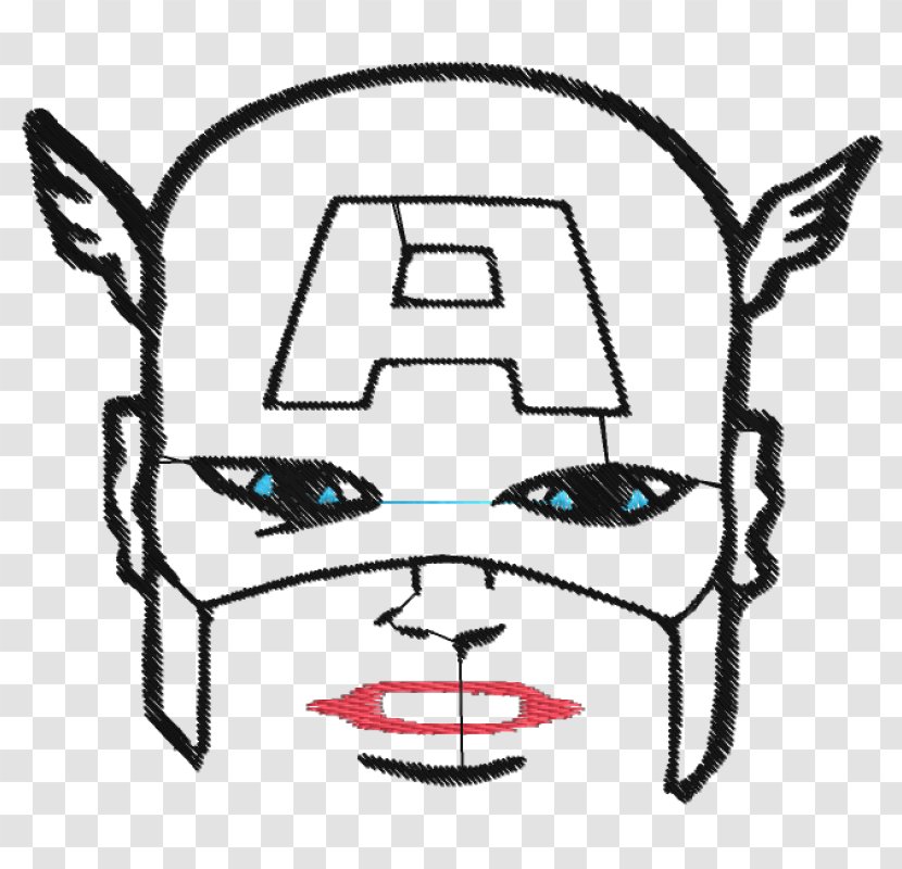 Captain America Coloring Book Drawing Black And White Line Art - Face Transparent PNG