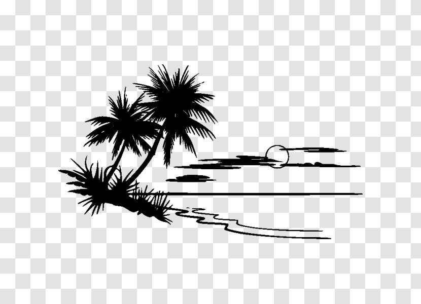 Palm Tree Drawing - Silhouette - Landscape Arecales Transparent PNG