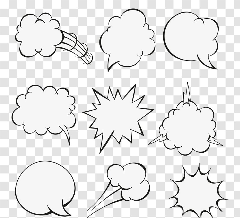 Speech Balloon Comics - Line Art - Comic Style Bubbles Language Transparent PNG