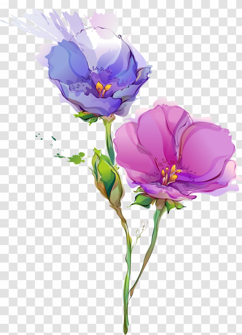 Flower Paper Painting Art Wallpaper - Purple - Spring Transparent PNG