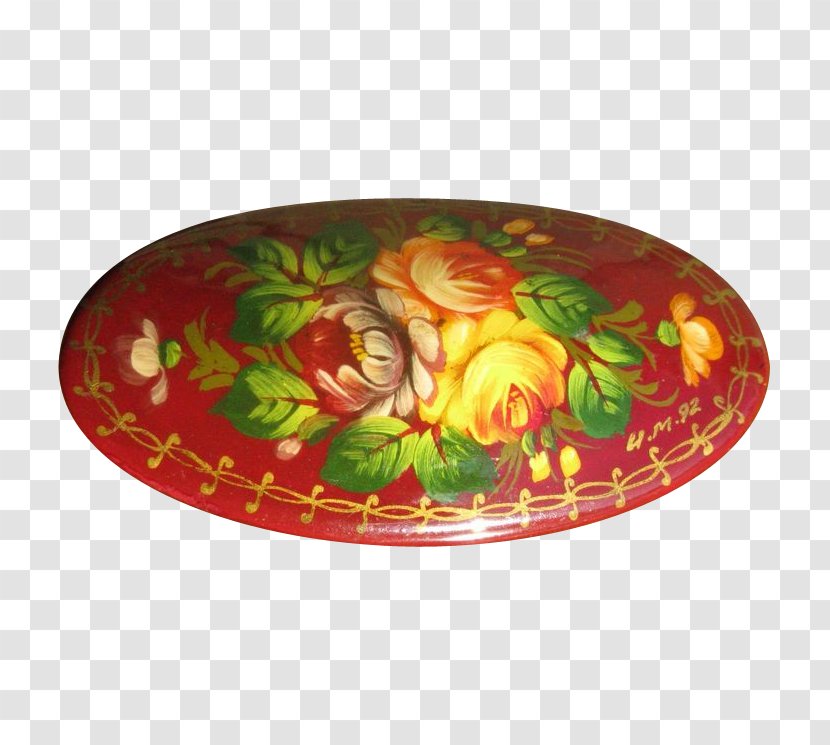 Oval - Platter - Hand-painted Flower Material Transparent PNG