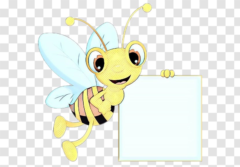 Cartoon Honeybee Clip Art Insect Yellow - Vintage - Fictional Character Pollinator Transparent PNG