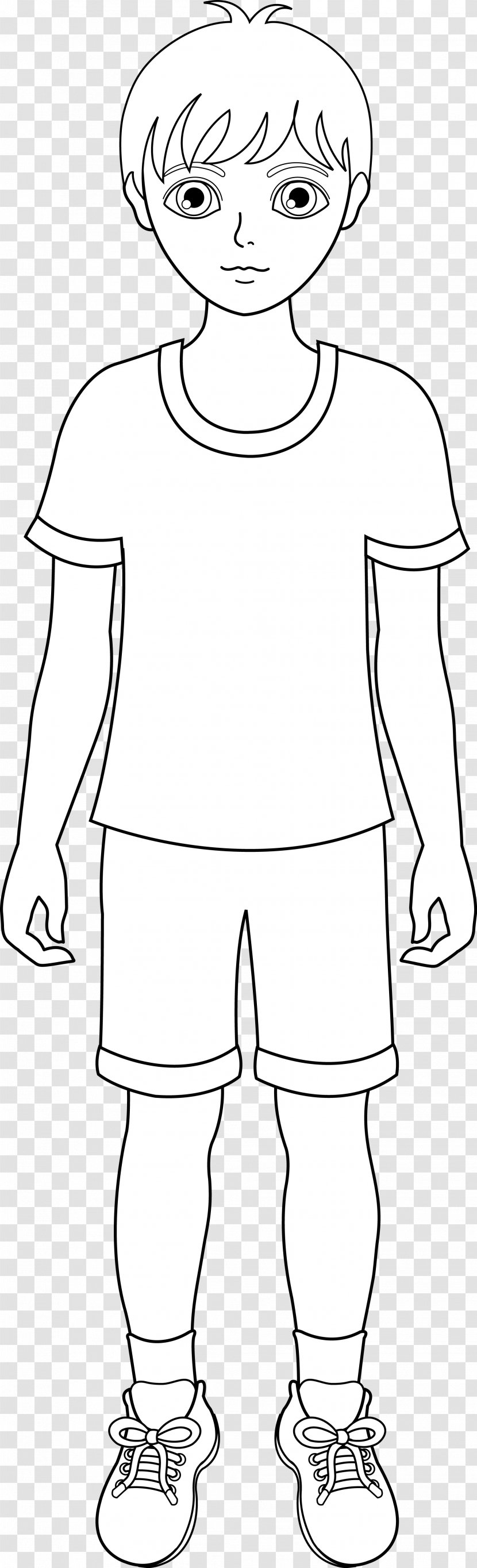 Black And White Line Art Boy Clip - Silhouette - Cliparts Transparent PNG