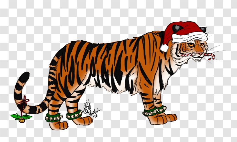 Tiger Christmas Cat Santa Claus Clip Art - Siberian - Run Transparent PNG