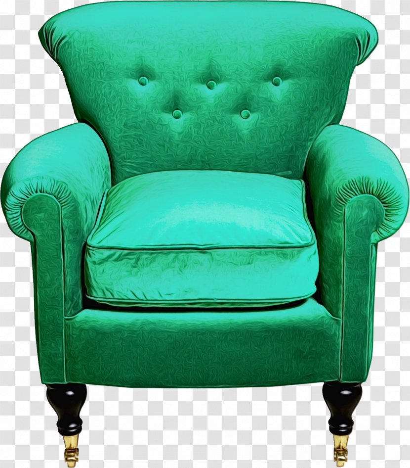 Green Furniture Chair Club Turquoise - Armrest Futon Pad Transparent PNG