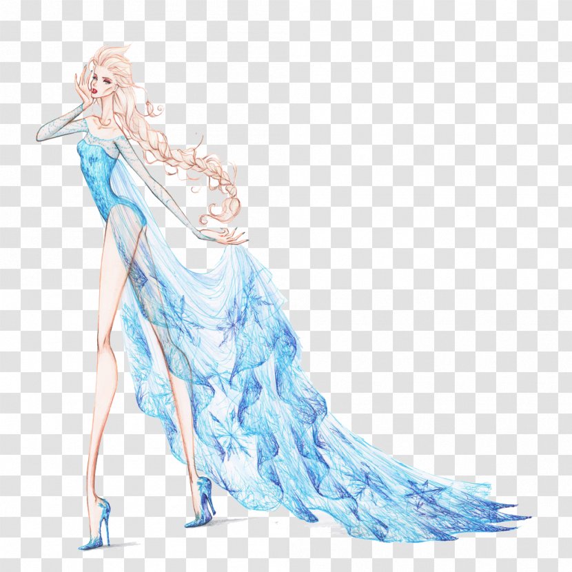 Elsa Rapunzel Anna Disney Princess Drawing - Silhouette - Beautiful Wedding Dress Design Illustration Transparent PNG
