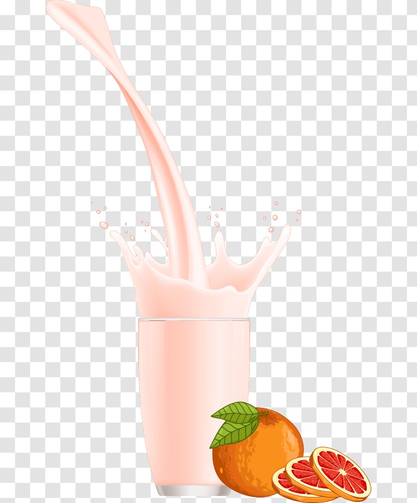 Orange Juice Milkshake Smoothie Drink Batida - Health Shake - Vector Pink And Transparent PNG