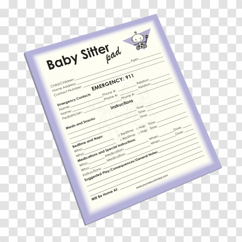 Nanny Infant Child Care Paper - Notepad Transparent PNG