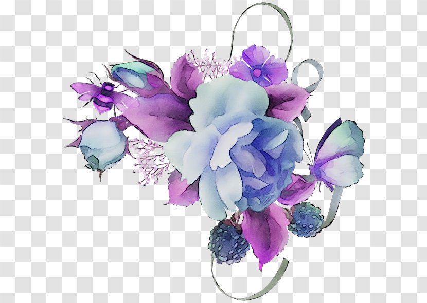 Cut Flowers Floral Design Watercolor Painting Rose - Bouquet - Purple Transparent PNG