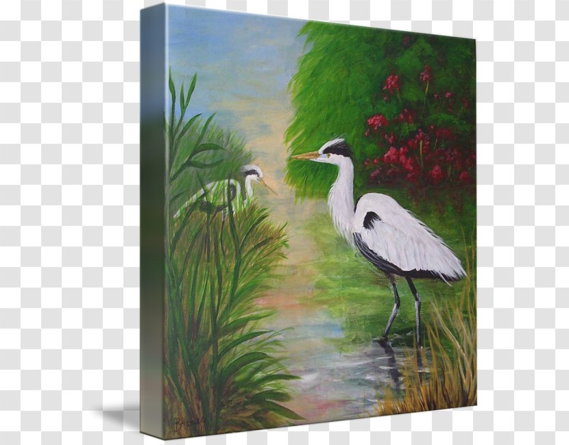 Heron Stork Crane Painting Marsh - Like Bird Transparent PNG