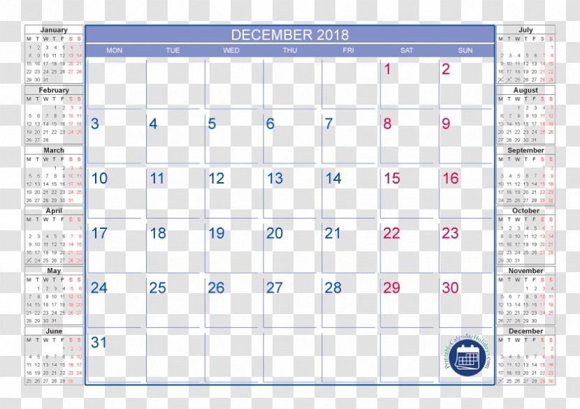 Calendar September Holiday Month December - Time - 2018 Transparent PNG