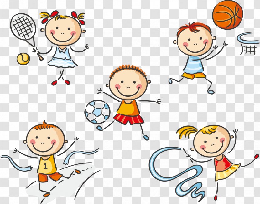 Physical Education Clip Art - 61 Cute Cartoon Kids Playing Transparent PNG