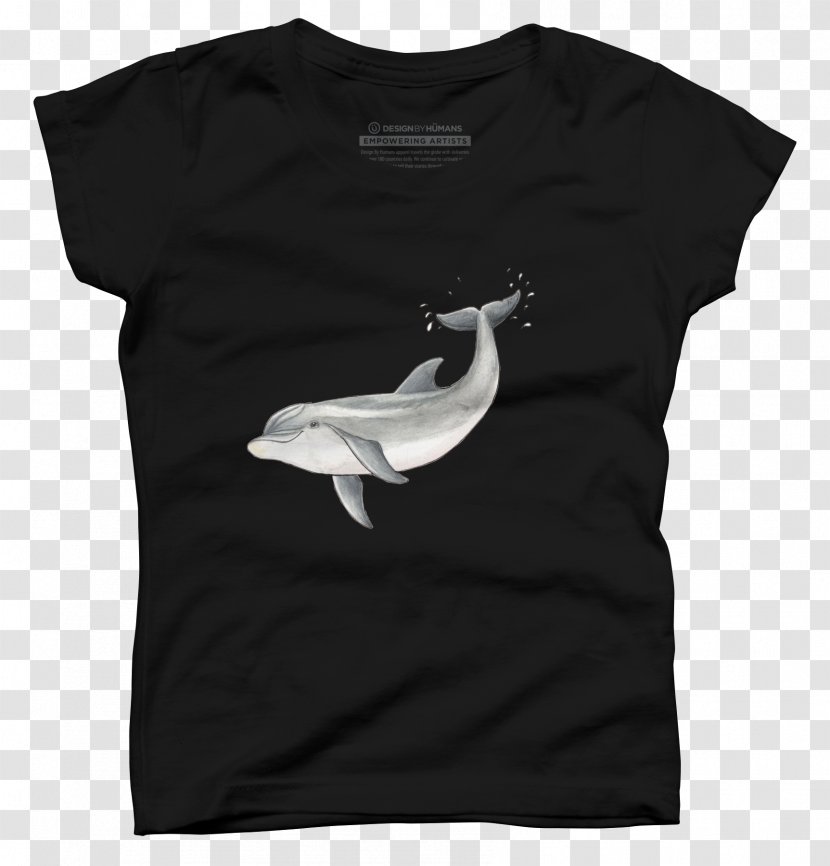 T-shirt Sleeve Outerwear Neck - Black - Dolphin Transparent PNG