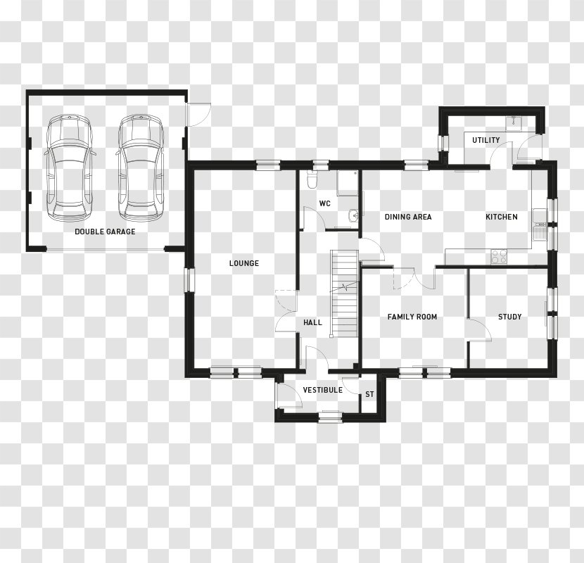 Floor Plan Brand Angle - Black And White - Ground Transparent PNG