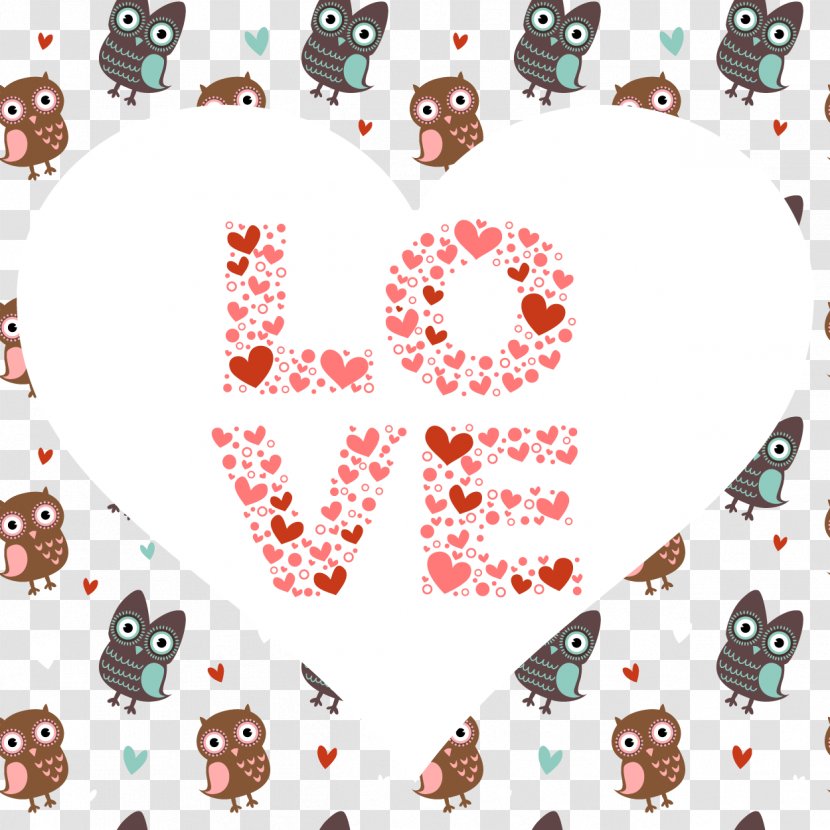 Owl Cartoon Heart Illustration - Valentines Day - Cute Decorative Background Vector Material Transparent PNG