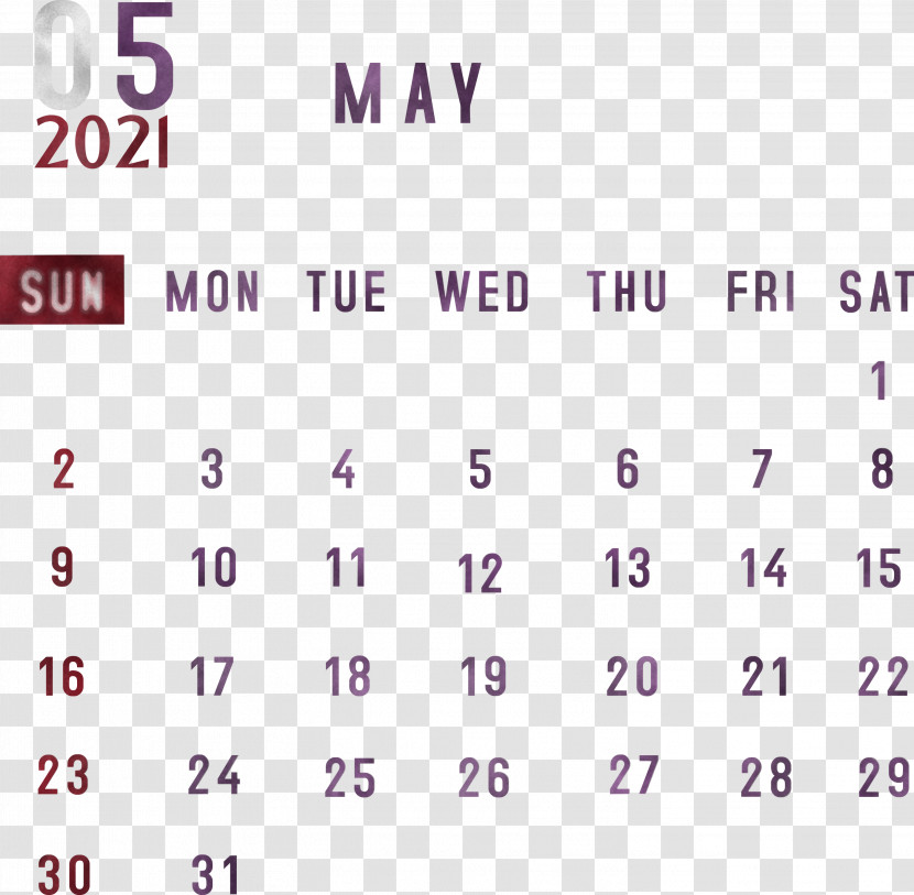 May 2021 Printable Calendar 2021 Monthly Calendar Printable 2021 Monthly Calendar Template Transparent PNG