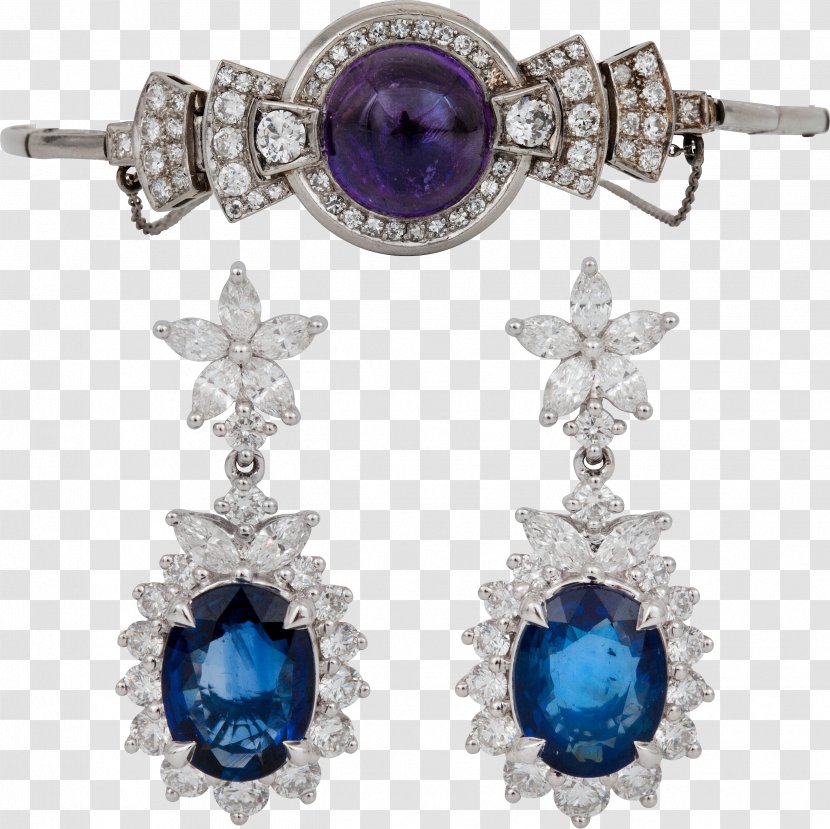 Earring Sapphire Necklace Diamond Jewellery - Earrings Transparent PNG