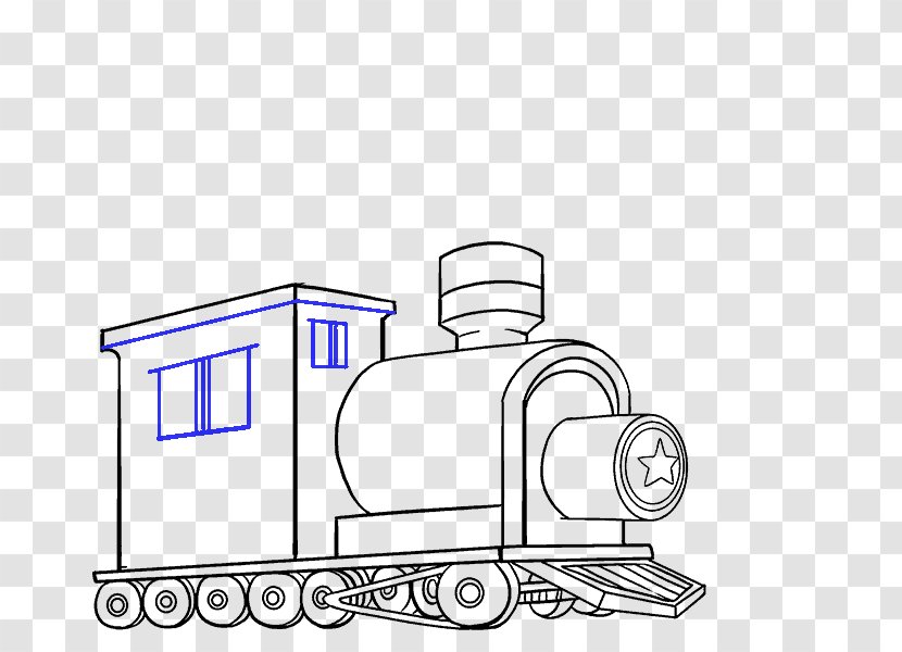 Train Thomas Drawing Rail Transport Steam Locomotive - Black And White Transparent PNG