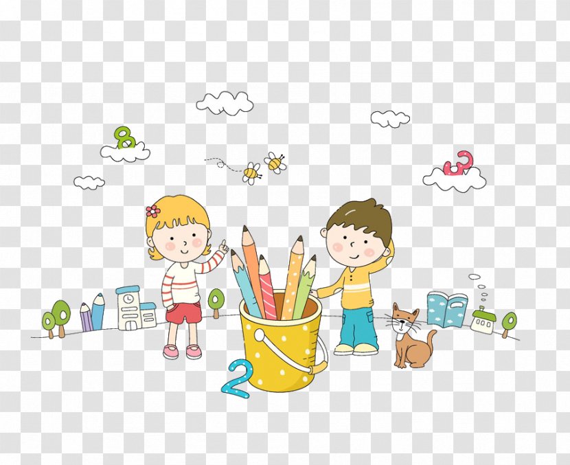 Child Brush Pot Cartoon Paper - Happiness - Pen Transparent PNG