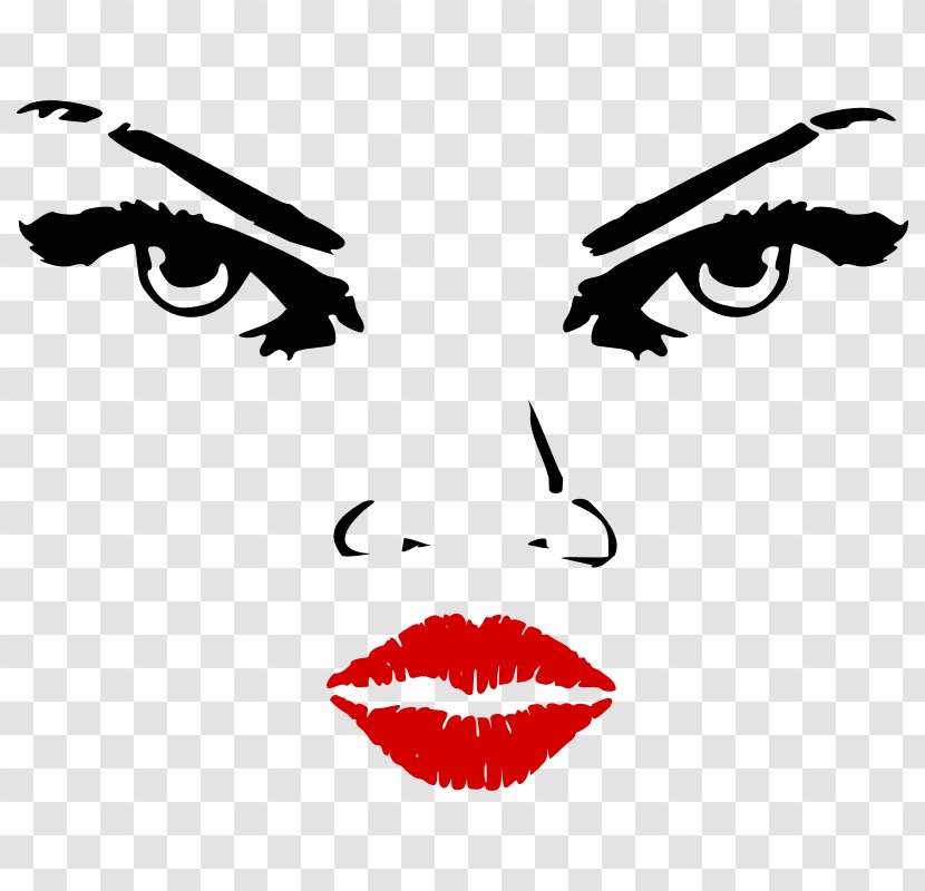 Evil Eye Clip Art - Black And White - Big Red Lips Transparent PNG