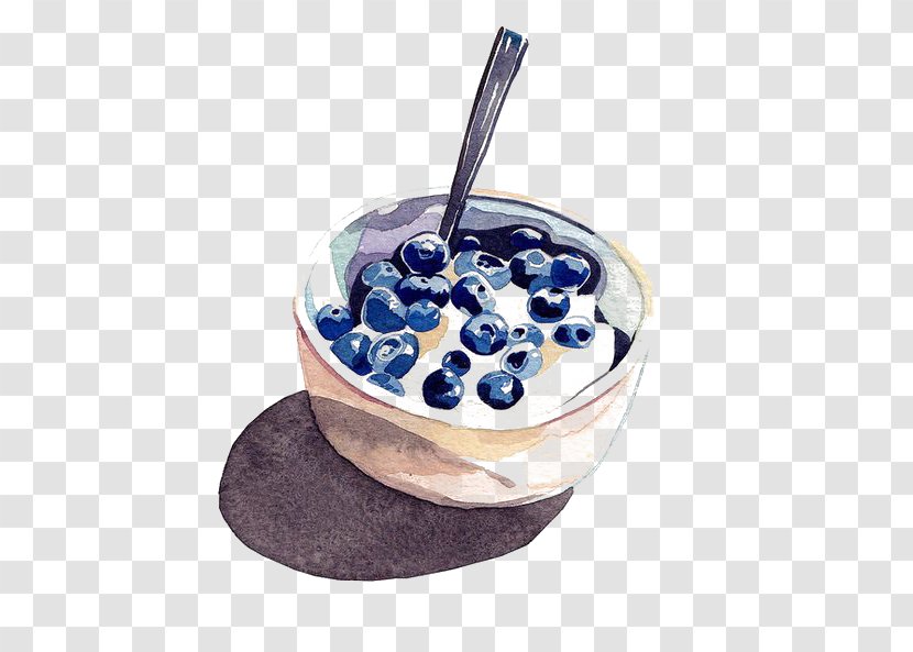 Full Breakfast Pretzel Watercolor Painting Illustration - Baking - Blueberry Yogurt Transparent PNG
