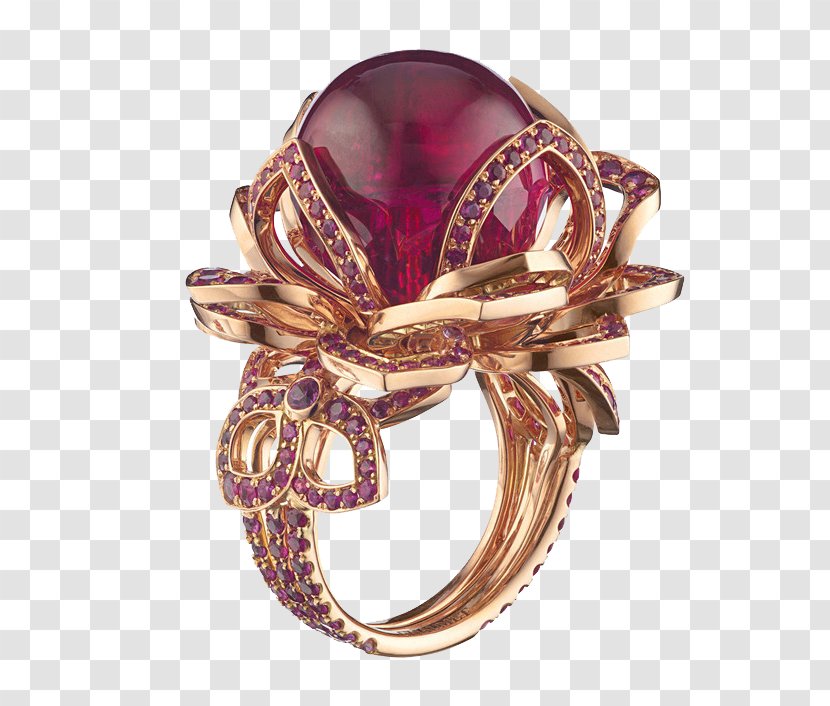 Wedding Invitation Gold Ring Jewellery Diamond - Gold-plated Ruby ​​ring Transparent PNG