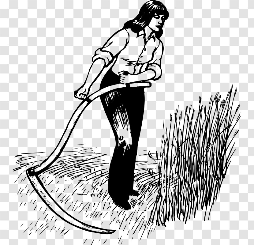 Scythe Harvest Farmer Clip Art - Lawn Mowers - Drawing Transparent PNG