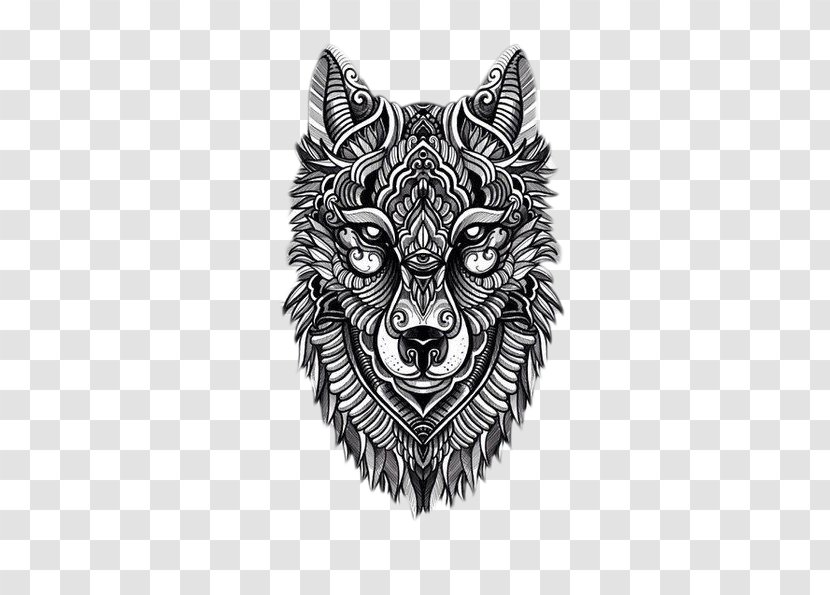 Sleeve Tattoo Abziehtattoo Wolf Fake Sticker - Drawing Transparent PNG