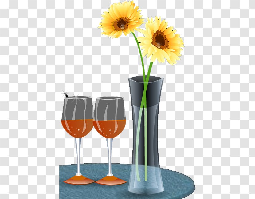 Wine Glass Champagne Flowerpot - Flower - Vase Transparent PNG