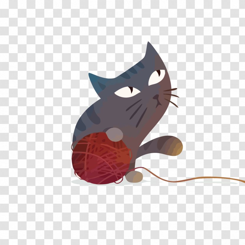 Vector Cat And Wool Ball - Drawing - Gomitolo Transparent PNG