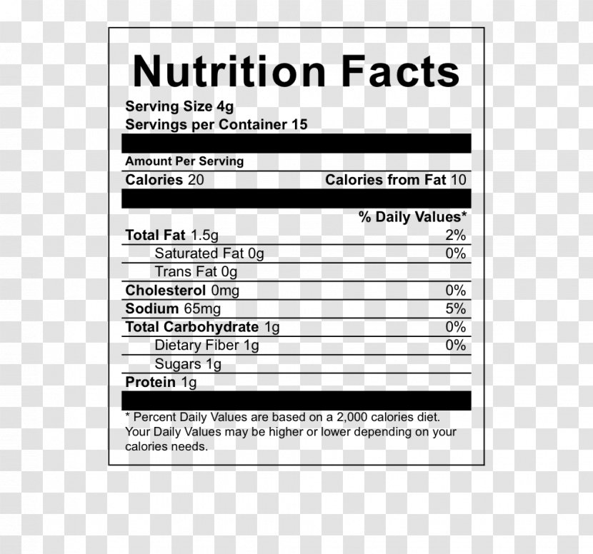 Oolong White Tea Nutrition Facts Label - Cooking - Seaweed Nori Transparent PNG