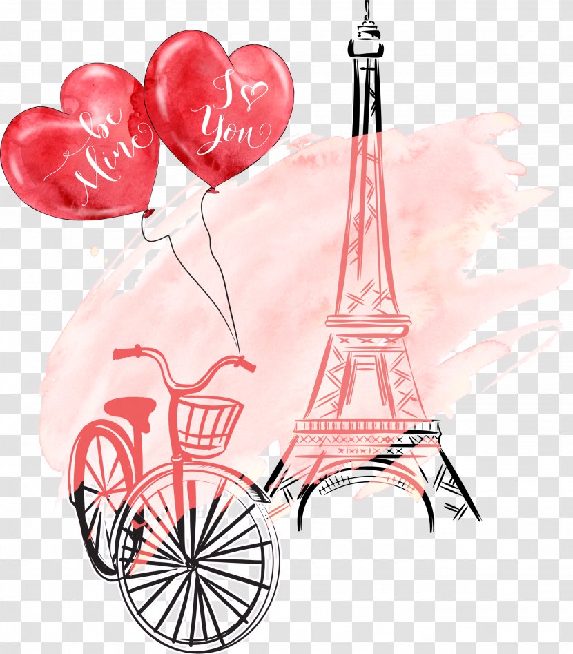 Eiffel Tower Clip Art - Frame - A Balloon On Bicycle Transparent PNG