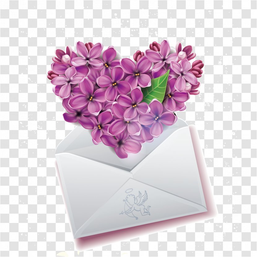 Emoticon Heart Smiley Emoji Clip Art - Flowerpot - Romantic Lilac Envelope Vector Material Transparent PNG