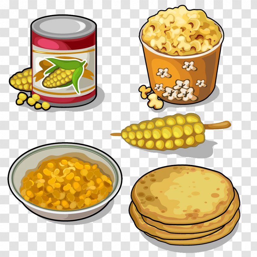 Popcorn Pupusa Corn On The Cob Taco Maize - Sweet - Cartoon Cuisine Transparent PNG