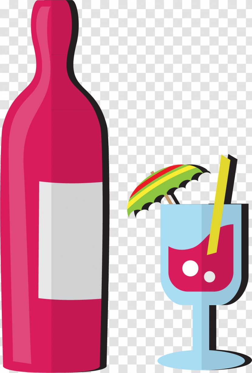 Red Wine Cartoon - Magenta - With Glass Transparent PNG