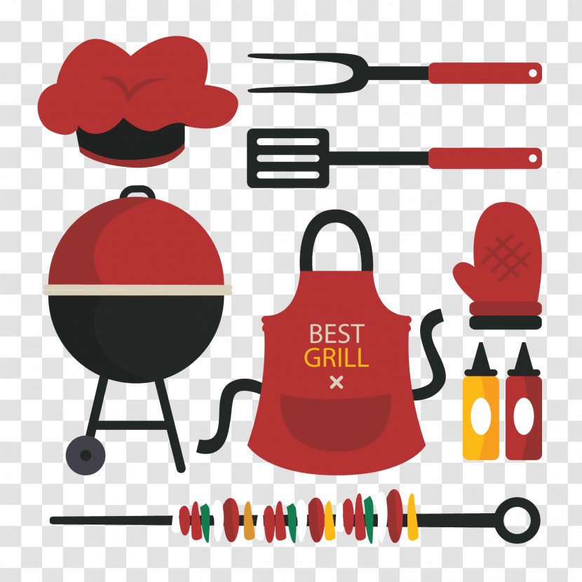 Barbecue Picnic Food Illustration - Flat Design - Red Vector Transparent PNG