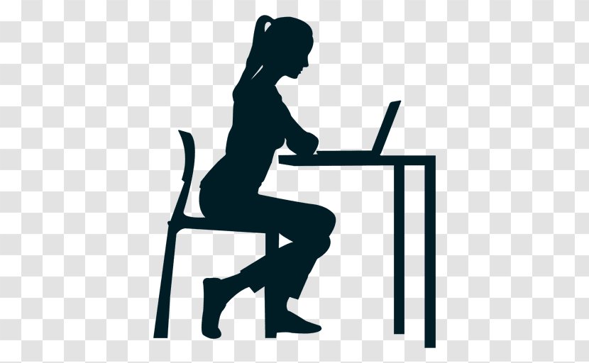 Desk Sitting Silhouette Woman - Area - Working Transparent PNG