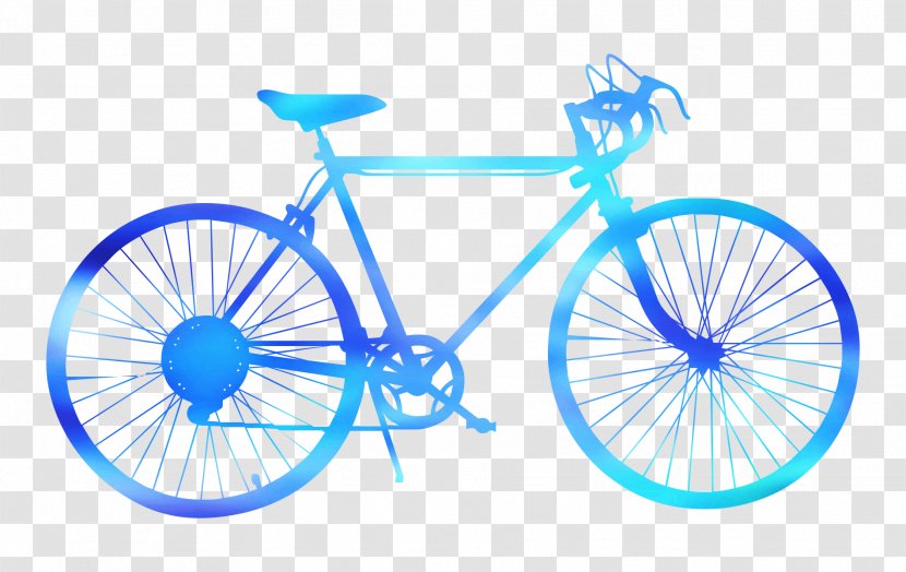 Racing Bicycle Road Cycling Flat Bar Bike - Crankset - Electric Blue Transparent PNG