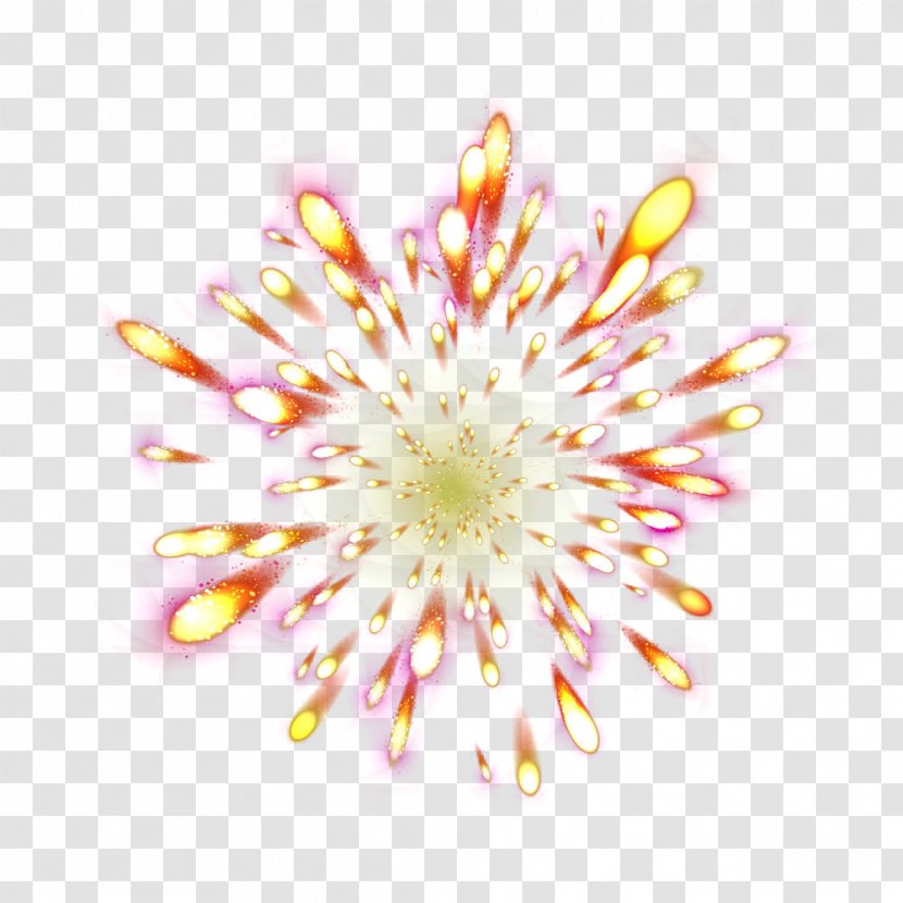 Chrysanthemum Flower Petal Close-up - Blossom - Fantasy Red Light Effect Transparent PNG