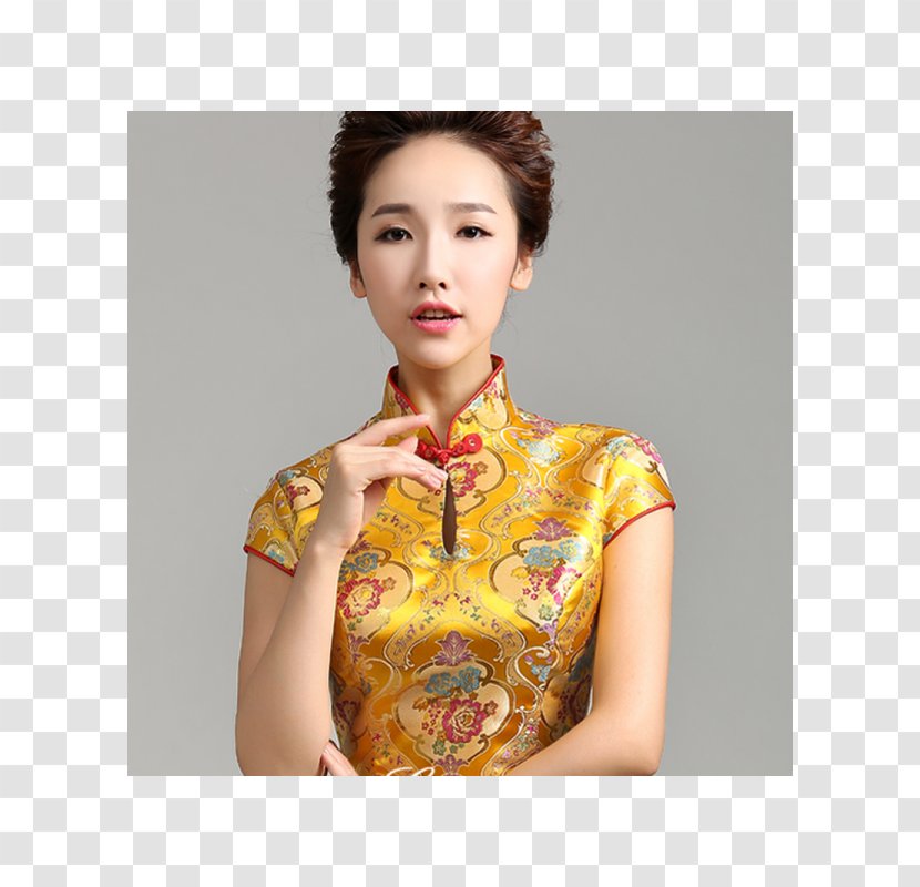 Clothing Sleeve Cheongsam Mandarin Collar Dress - Shoulder - Chinese Wedding Transparent PNG