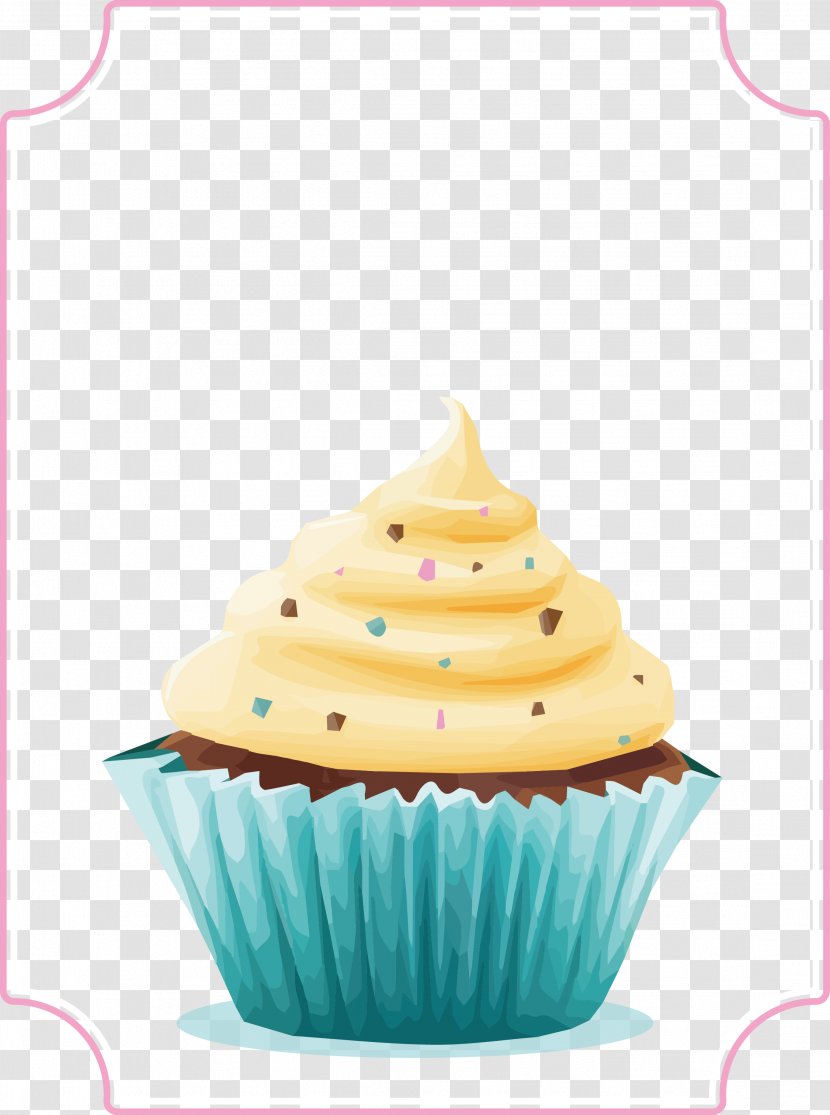 Egg Tart Cupcake Buttercream - Cream - Yellow Cake Vector Transparent PNG