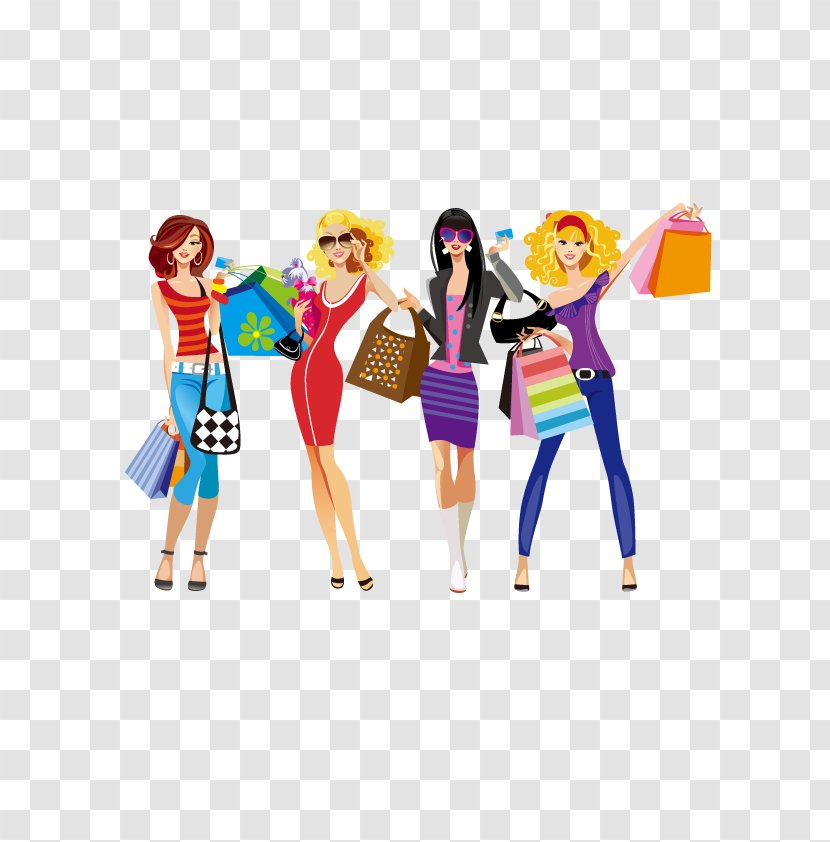 Shopping Drawing Clip Art - Watercolor - Girls Transparent PNG