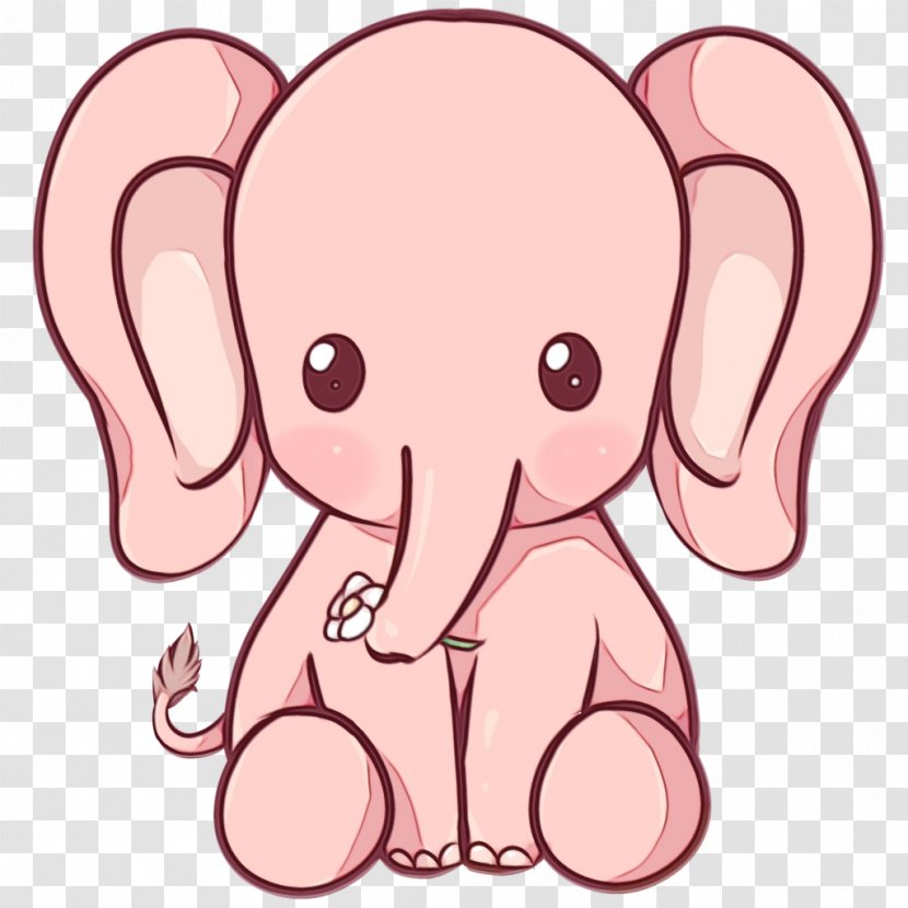 Drawing Cuteness Elephant Cartoon Image - Pink - Ear Transparent PNG