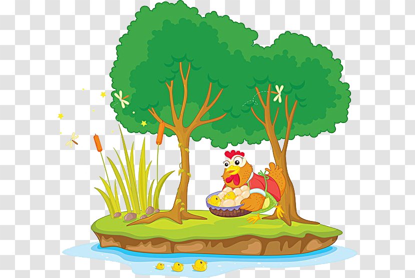 Cartoon Tree Illustration - Fictional Character - Hen Chick Care Transparent PNG