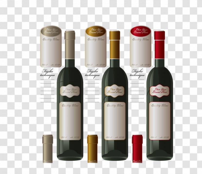 Red Wine Champagne Label - Vector Material Bottle Transparent PNG
