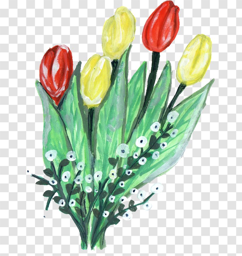 Cut Flowers Floral Design Tulip - Flower Bouquet - Paint Transparent PNG