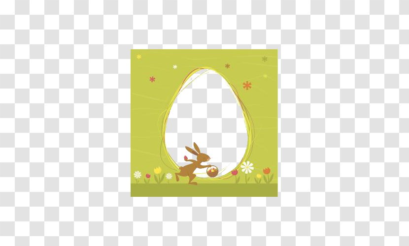 Easter Bunny Egg Hunt Leporids Illustration - Cute Rabbit Decorated Border Transparent PNG