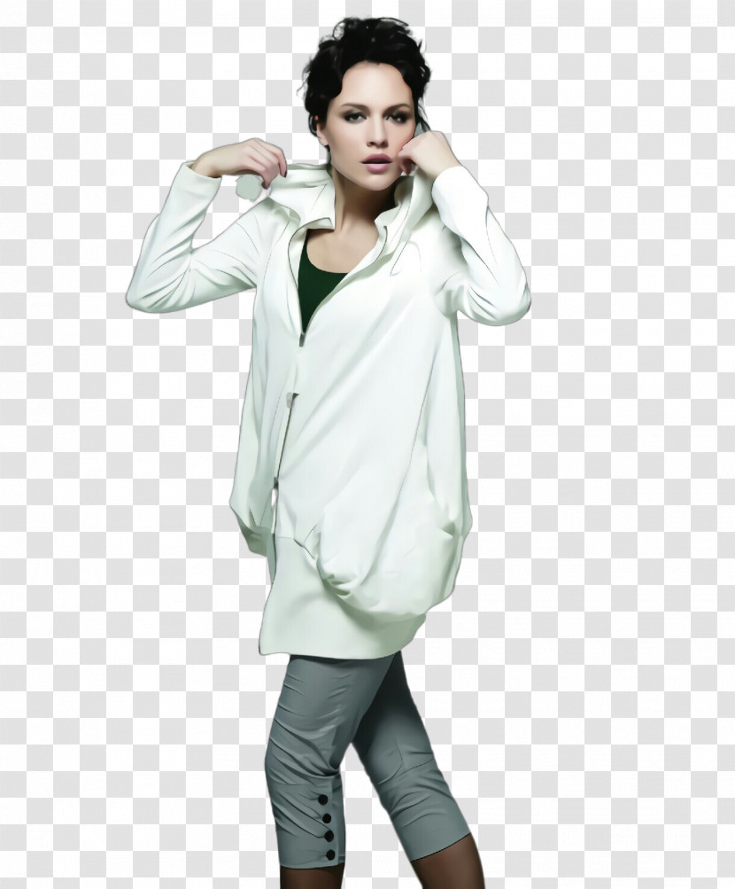 Clothing White Outerwear Hood Sleeve Transparent PNG